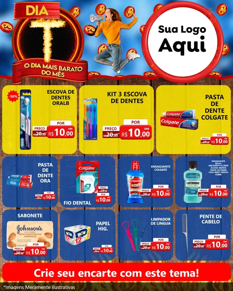 Modelo de Rede Social para Feed Instagram com o tema Dia T - O Dia Mais Barato Do Mês para Higiene Pessoal