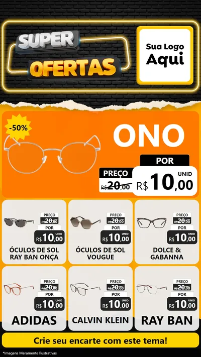 Modelo de Rede Social para Stories com o tema Super Ofertas para Óticas