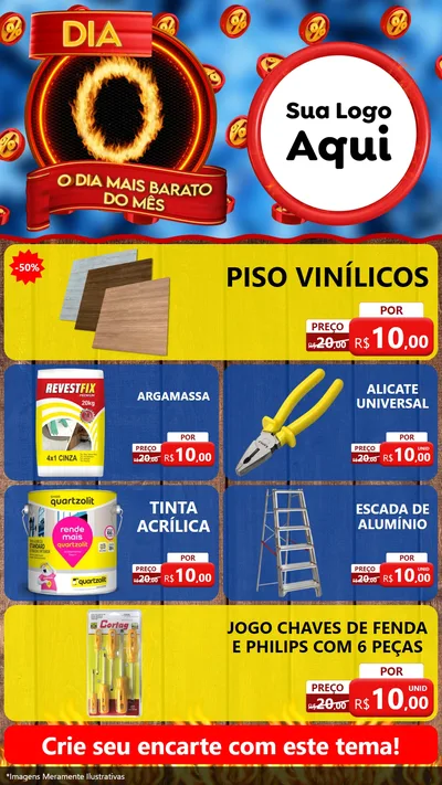 Modelo de TV para TV Vertical com o tema Dia O - O Dia Mais Barato Do Mês para Material para Construção
