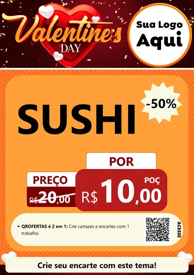 Modelo de Cartaz para Cartaz A4 Vertical com o tema Valentine's Day para Comida japonesa