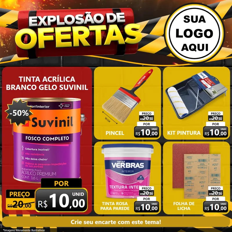 Modelo de Rede Social para Feed Facebook com o tema Explosão de Ofertas para Tintas e Ferramentas