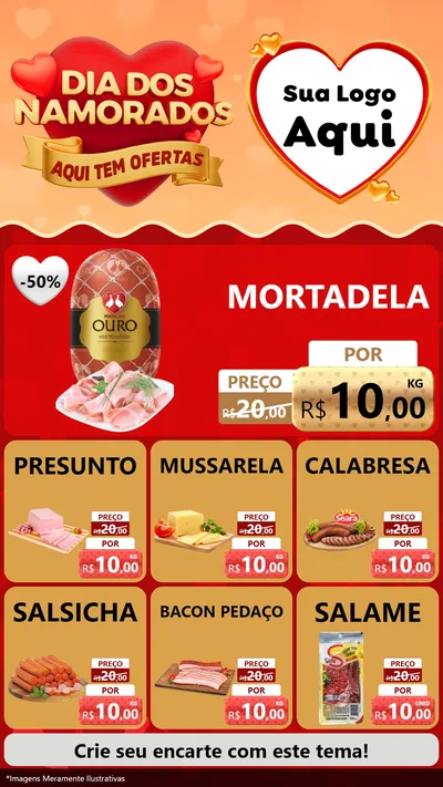 Modelo de Rede Social para Stories com o tema Dia dos Namorados - Aqui Tem Ofertas para Frios e Laticínios