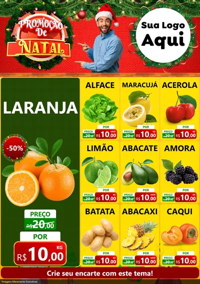 Modelo de Encarte para Encarte A4 Vertical com o tema Promoção de Natal para Hortifrúti