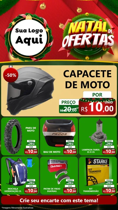 Modelo de Rede Social para Stories com o tema Natal de Ofertas para Moto peças
