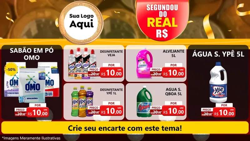 Modelo de TV para TV Horizontal com o tema Segundou do Real para Produtos de Limpeza