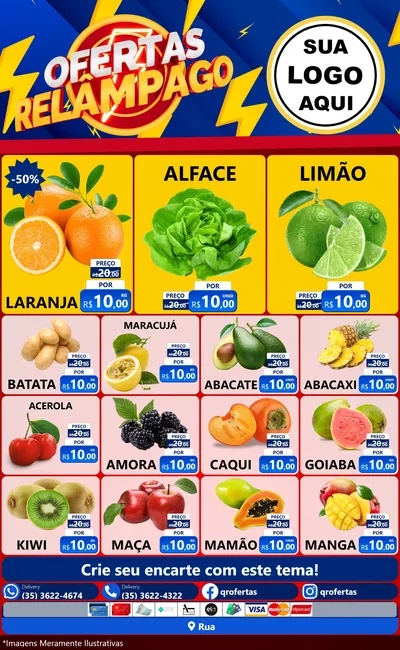 Modelo de Encarte para Encarte Grande com o tema Ofertas Relâmpago para Hortifrúti