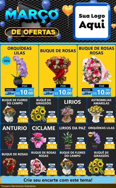 Modelo de Encarte para Encarte Grande com o tema Março de Ofertas para Floricultura e jardim