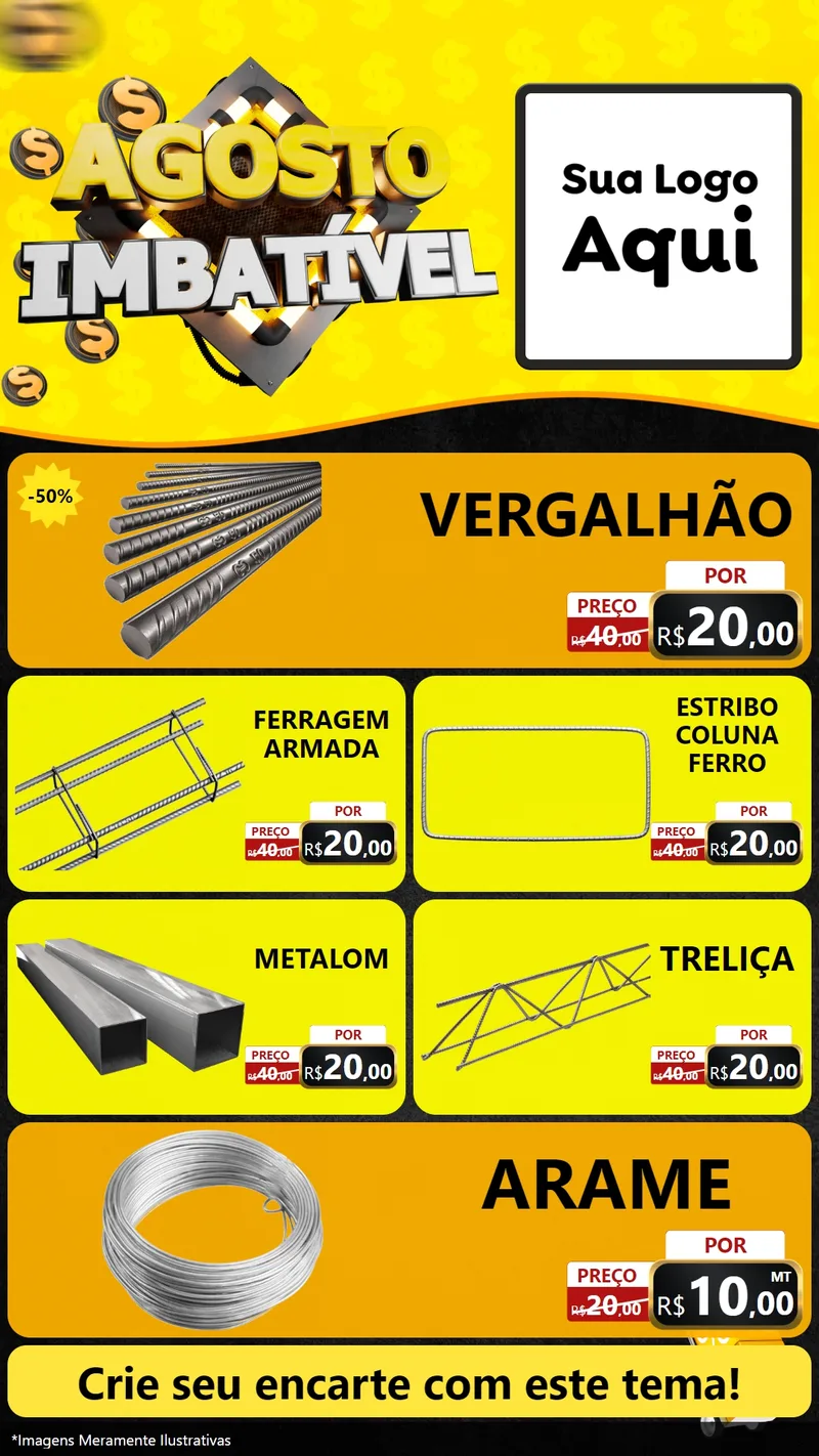 Modelo de TV para TV Vertical com o tema Agosto Imbatível para Ferragens