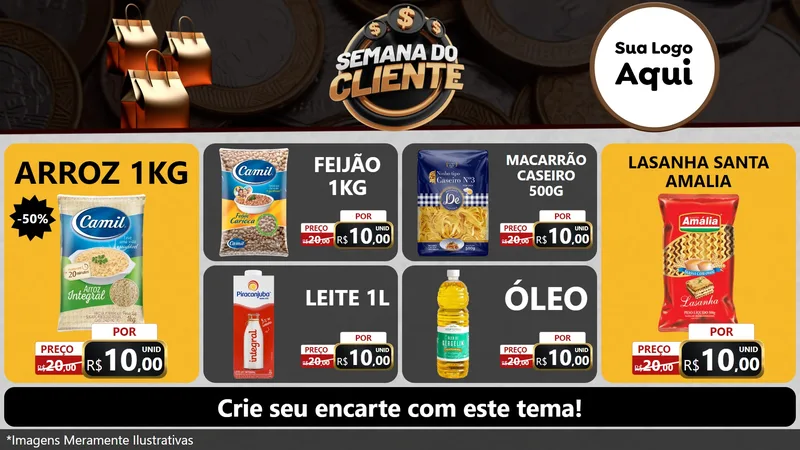 Modelo de TV para TV Horizontal com o tema Semana do Cliente para Supermercado