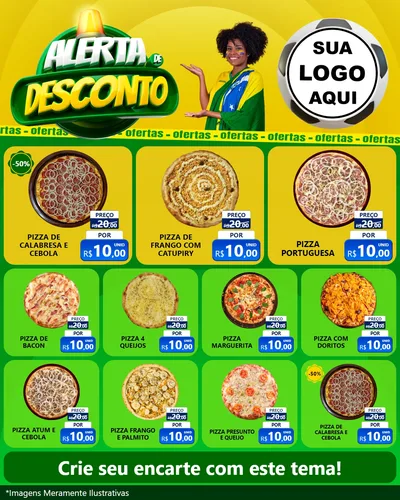 Modelo de Rede Social para Feed Instagram com o tema Alerta de Desconto para Pizzaria