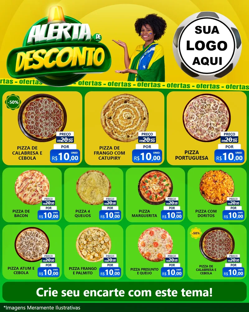 Modelo de Rede Social para Feed Instagram com o tema Alerta de Desconto para Pizzaria