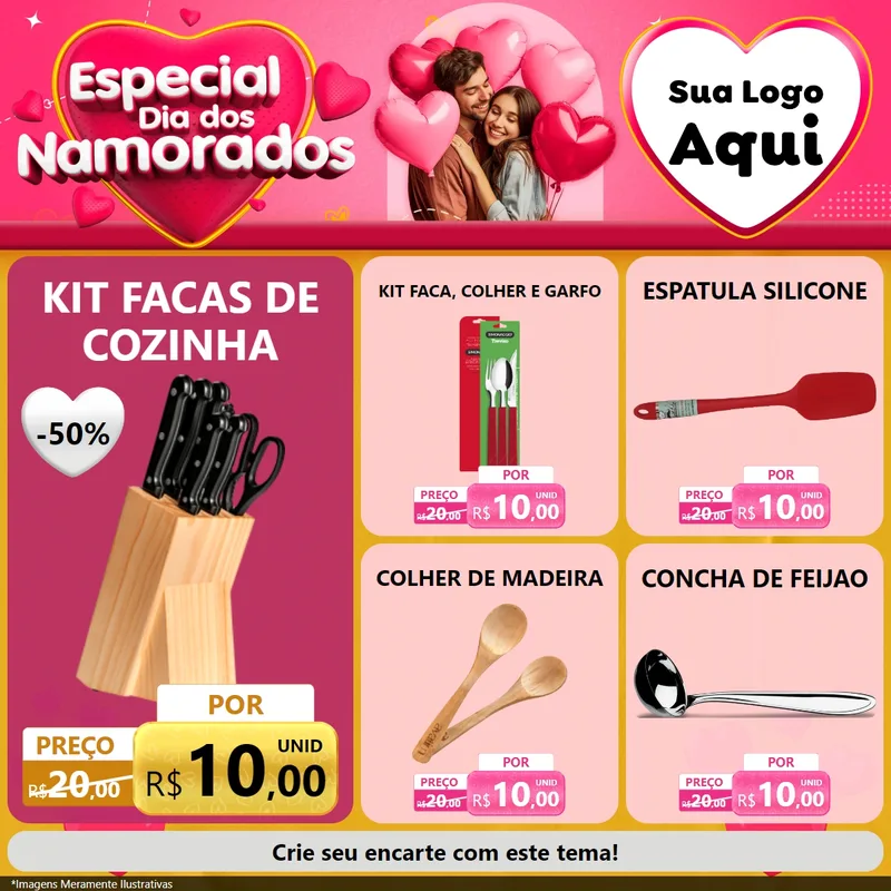 Modelo de Rede Social para Feed Facebook com o tema Especial Dia dos Namorados para Utilidades Domésticas