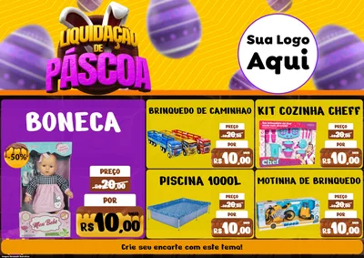 Modelo de Encarte para Encarte A4 Horizontal com o tema Liquidação de Páscoa para Brinquedos