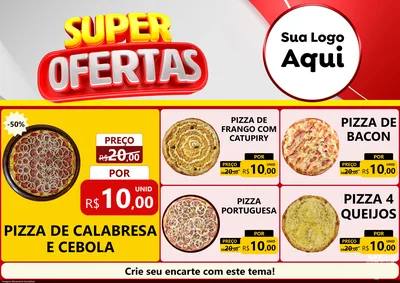 Modelo de Encarte para Encarte A4 Horizontal com o tema Super Ofertas para Pizzaria