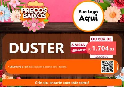 Modelo de Cartaz para Cartaz A4 Horizontal com o tema Primavera de Preços Baixos para Concessionaria de Carros