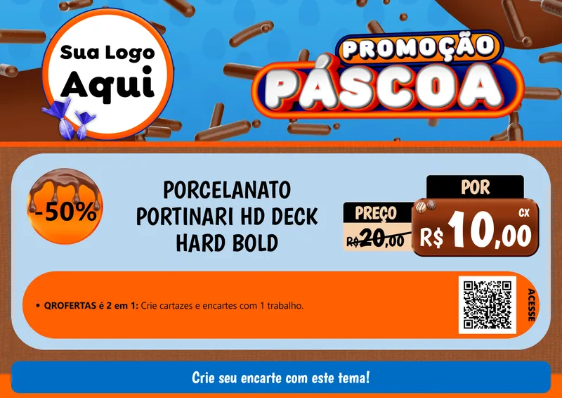 Modelo de Cartaz para Cartaz A4 Horizontal com o tema Promoção Páscoa para Pisos e revestimentos