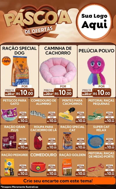 Modelo de Encarte para Encarte Grande com o tema Páscoa de Ofertas para Pet Shop