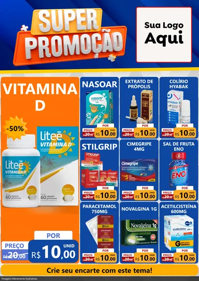 Modelo de Encarte para Encarte A4 Vertical com o tema Super Promoção para Farmácia