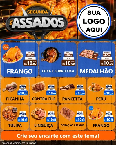 Modelo de Rede Social para Feed Instagram com o tema Segunda dos Assados para Assados