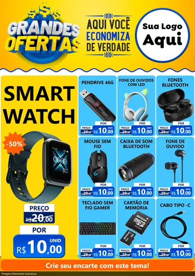 Modelo de Encarte para Encarte A4 Vertical com o tema Grandes Ofertas para Informática
