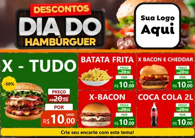 Modelo de Encarte para Encarte A4 Horizontal com o tema Descontos Dia Do Hambúrguer para Hamburgueria