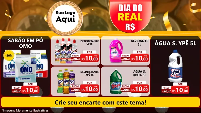 Modelo de TV para TV Horizontal com o tema Dia do Real para Produtos de Limpeza