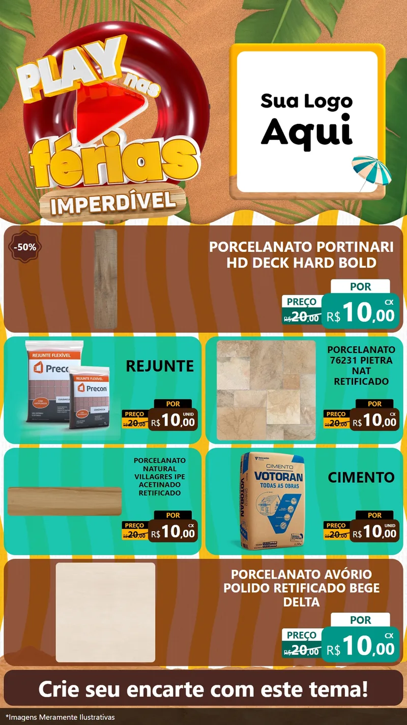 Modelo de TV para TV Vertical com o tema Play Nas Férias Imperdível para Pisos e revestimentos