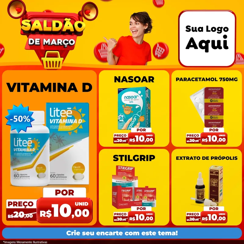 Modelo de Rede Social para Feed Facebook com o tema Saldão de Março para Farmácia