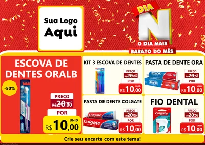 Modelo de Encarte para Encarte A4 Horizontal com o tema Dia N o Dia Mais Barato do Mês para Higiene Pessoal