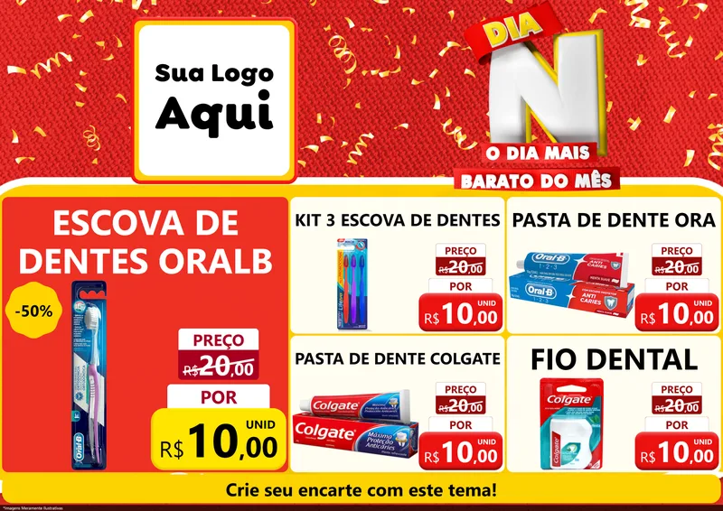 Modelo de Encarte para Encarte A4 Horizontal com o tema Dia N o Dia Mais Barato do Mês para Higiene Pessoal