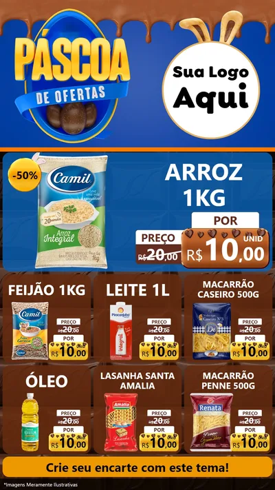 Modelo de Rede Social para Stories com o tema Páscoa de Ofertas para Supermercado
