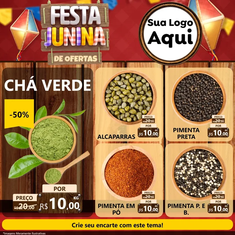 Modelo de Rede Social para Feed Facebook com o tema Festa Junina de Ofertas para Produtos Naturais