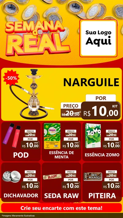 Modelo de Rede Social para Stories com o tema Semana do Real para Tabacaria