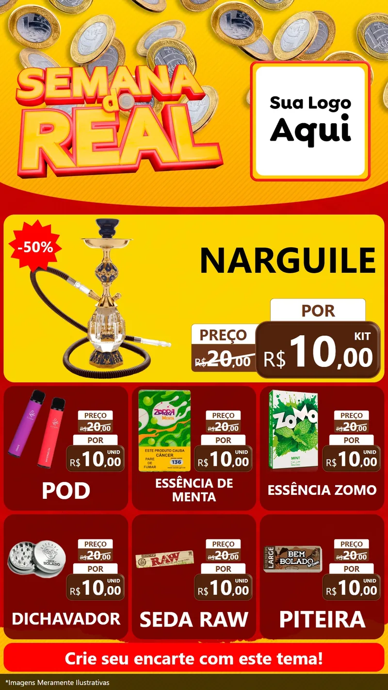 Modelo de Rede Social para Stories com o tema Semana do Real para Tabacaria