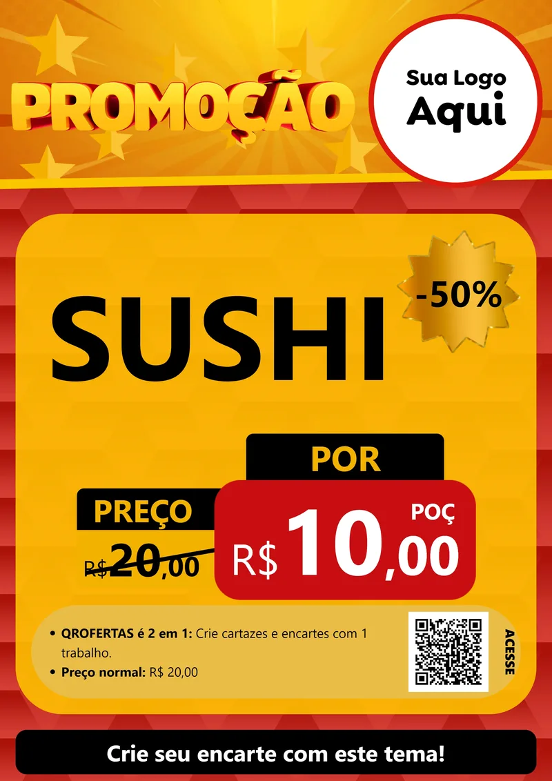 Modelo de Cartaz para Cartaz A4 Vertical com o tema Promoção para Comida japonesa