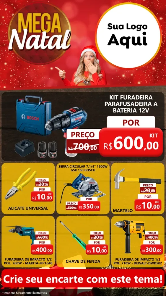 Modelo de Rede Social para Stories com o tema Mega Natal para Maquinas e Ferramentas