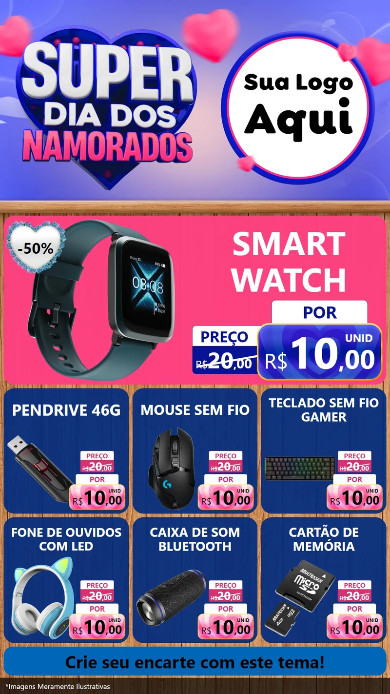 Modelo de Rede Social para Stories com o tema Super Dia dos Namorados para Informática