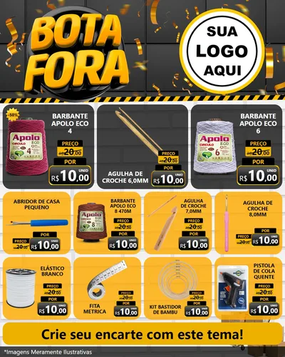 Modelo de Rede Social para Feed Instagram com o tema Bota Fora para Armarinho e Aviamentos