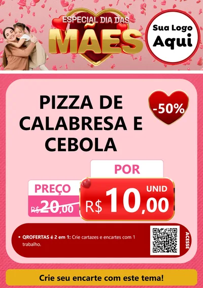 Modelo de Cartaz para Cartaz A4 Vertical com o tema Especial Dia Das Mães para Pizzaria