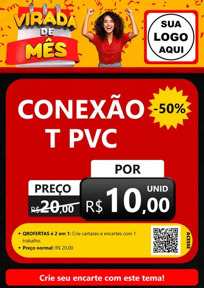 Modelo de Cartaz para Cartaz A4 Vertical com o tema Virada de Mês para Tubos e conexões