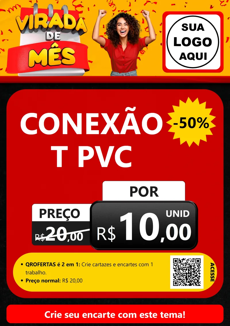 Modelo de Cartaz para Cartaz A4 Vertical com o tema Virada de Mês para Tubos e conexões