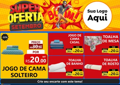 Modelo de Encarte para Encarte A4 Horizontal com o tema Super Oferta Setembro para Cama, Mesa e Banho
