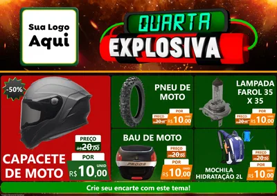 Modelo de Encarte para Encarte A4 Horizontal com o tema Quarta Explosiva para Moto peças