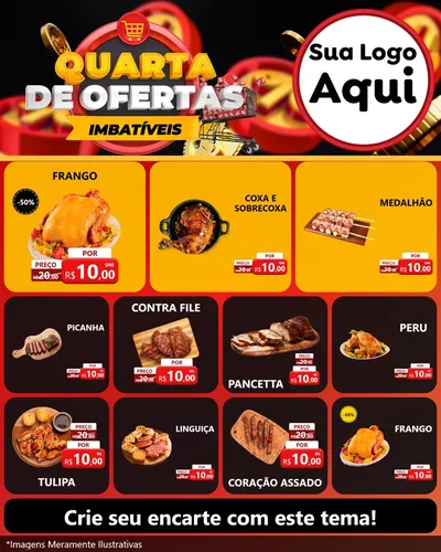 Modelo de Rede Social para Feed Instagram com o tema Quarta de Ofertas Imbatíveis para Assados