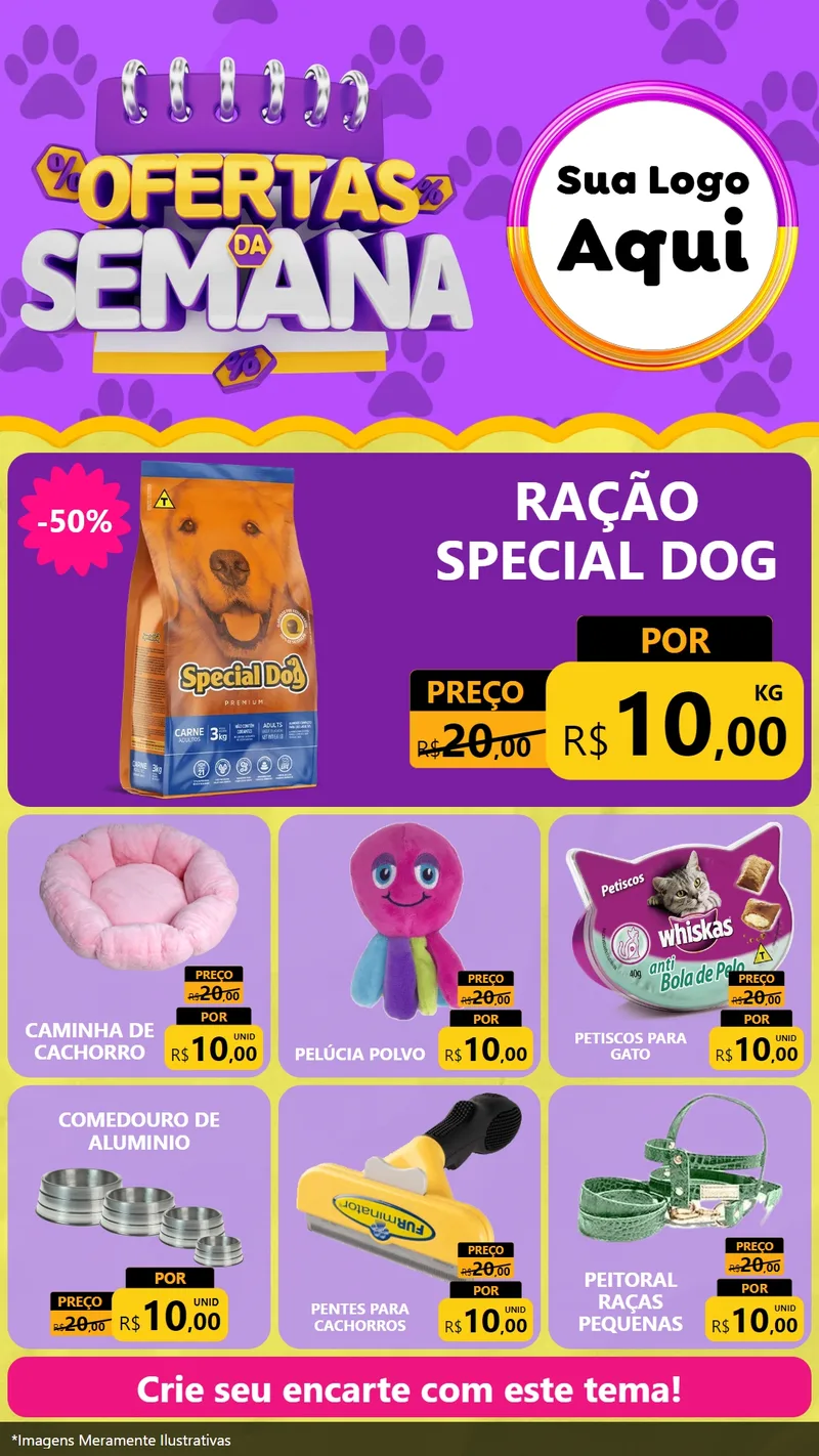 Modelo de Rede Social para Stories com o tema Ofertas da Semana - Pet para Pet Shop