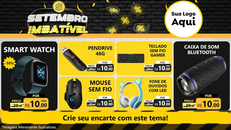 Modelo de TV para TV Horizontal com o tema Setembro Imbatível para Informática