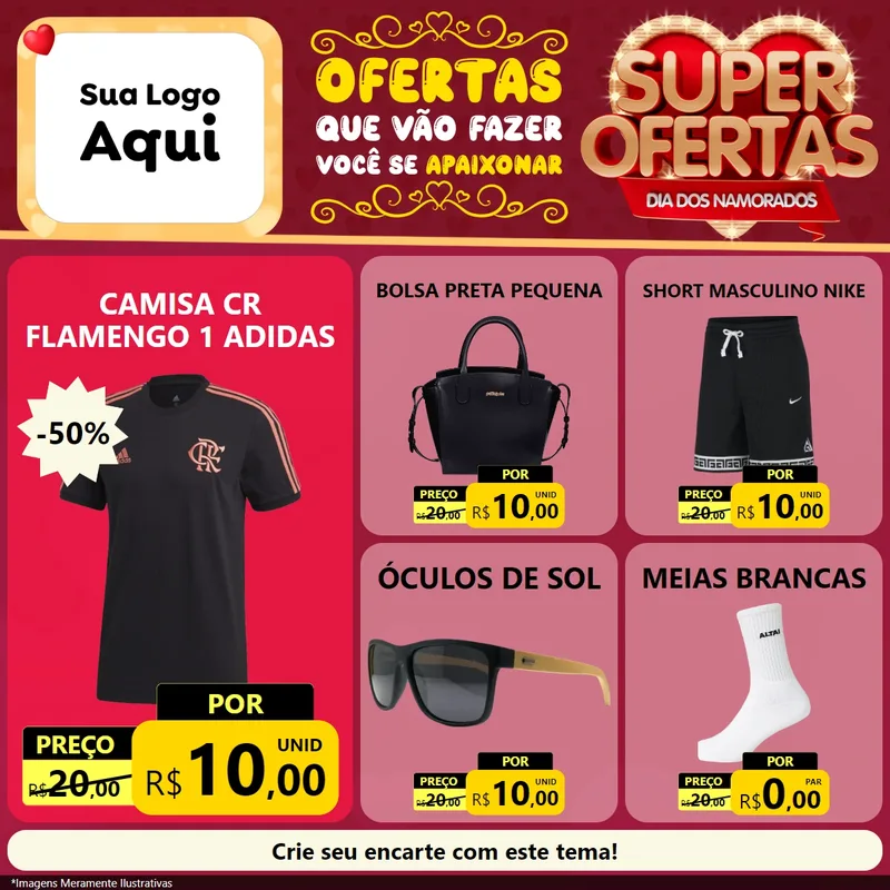 Modelo de Rede Social para Feed Facebook com o tema Dia dos Namorados para Roupas e acessórios