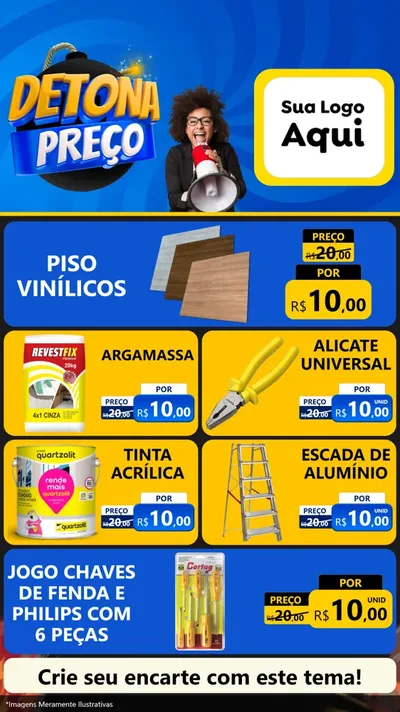 Modelo de TV para TV Vertical com o tema Detona Preços para Material para Construção
