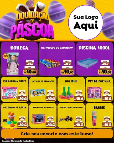 Modelo de Rede Social para Feed Instagram com o tema Liquidação de Páscoa para Brinquedos