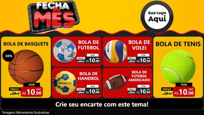 Modelo de TV para TV Horizontal com o tema Fecha Mês para Artigos Esportivos